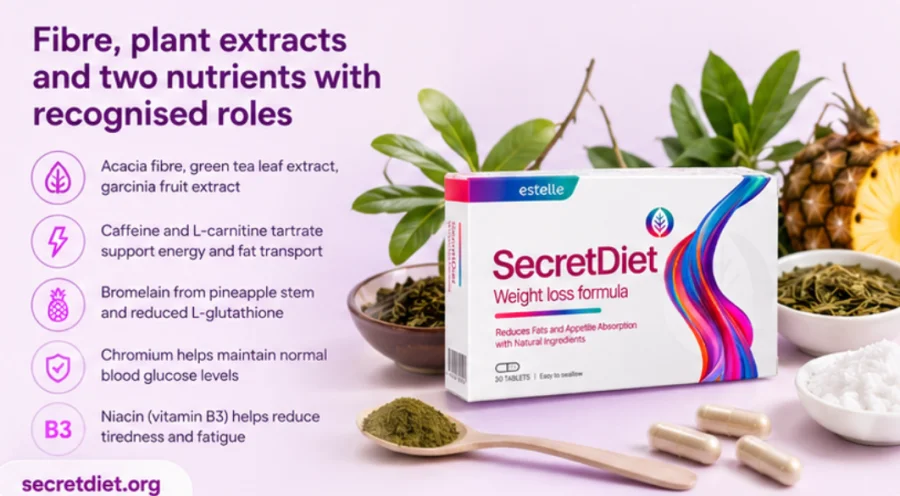 SecretDiet — надписи и декларация на кутията estelle