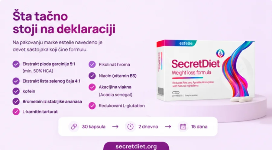 SecretDiet — надписи и декларация на кутията estelle